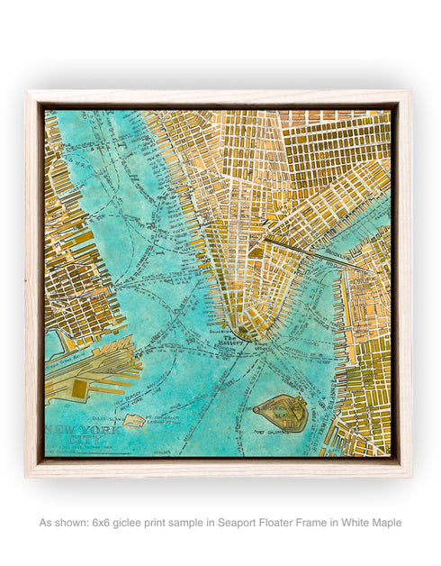 Manhattan Map | Framed Giclee Print on Canvas